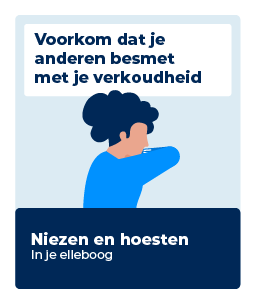 Illustratie - voorkom dat je anderen besmet met je verkoudheid - niezen en hoesten in je elleboog