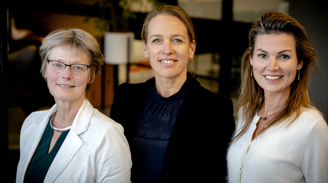 Heleen Wortelboer (Senior Scientist Healthy Living TNO), Nathalie de Jager (Manager Gezond Ondernemen Zilveren Kruis) en Hebe Boonzaaijer (Lead Health & Wellbeing Deloitte)