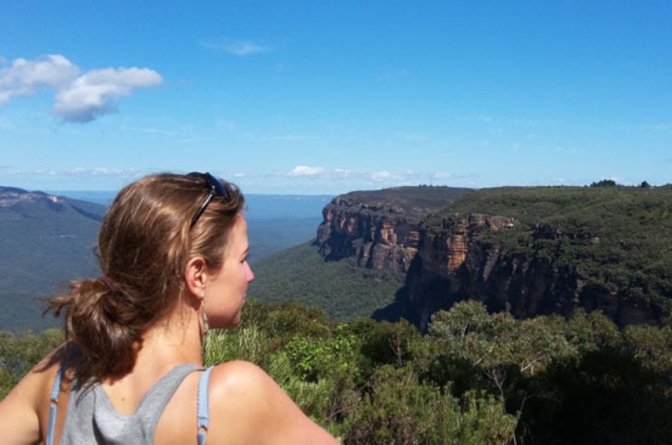 Jorieke tijdens haar sabbatical in Australië , locatie Blue Mountains