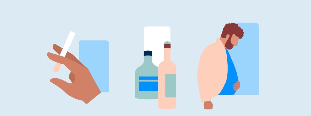 illustratie roken drinken obesitas